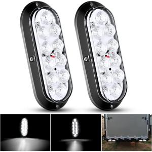 Nilight 6Inch Oval Tail Light 2PCS 35LED Arrow Red Running Stop Brake Lights Surface Mount Waterproof for 12V Caravan Truck RV Camper Trailer Bus(White Lights Screws 2PCS)