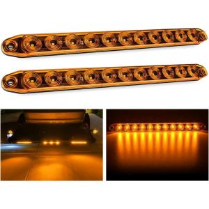 Nilight LED Tail Light 2PCS 17 Inch 40LED Red Running Tail Stop Brake Lights w/Chrome Bezel Waterproof Surface Mount for 12V Towing Trailer Truck RV Camper Boat(2Pcs 16″ Amber 11LED)
