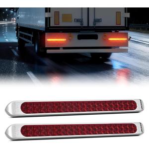Nilight LED Tail Light 2PCS 17 Inch 40LED Red Running Tail Stop Brake Lights w/Chrome Bezel Waterproof Surface Mount for 12V Towing Trailer Truck RV Camper Boat(2Pcs 17″ Red 40LED w/chrome bezel)