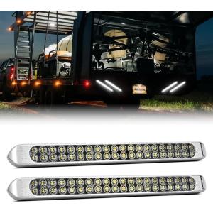 Nilight LED Tail Light 2PCS 17 Inch 40LED Red Running Tail Stop Brake Lights w/Chrome Bezel Waterproof Surface Mount for 12V Towing Trailer Truck RV Camper Boat(2Pcs 17″ White 40LED w/chrome bezel)