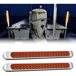 Nilight LED Tail Light 2PCS 17 Inch 40LED Red Running Tail Stop Brake Lights w/Chrome Bezel Waterproof Surface Mount for 12V Towing Trailer Truck RV Camper Boat(2Pcs 17″ Amber 40LED w/chrome bezel)