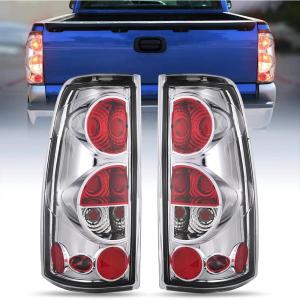 Nilight Taillight Assembly Compatible with 1999 2000 2001 2002 2003 2004 2005 2006 2007 Chevy Silverado 1500 2500 3500 99-02 GMC Sierra Rear Lamp Replacement with Classic Body OE Style(Chrome)