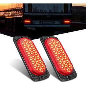 Nilight Trailer Tail Light 2PCS 5.9Inch Teardrop 35 LED White Chrome Bezel Marker Clearance Reverse Backup Running Taillight IP67 Waterproof for Trailer Truck Pickup Camper RV(5.5Inch Red 2Pcs)