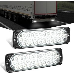 Nilight Trailer Tail Light 2PCS 5.9Inch Teardrop 35 LED White Chrome Bezel Marker Clearance Reverse Backup Running Taillight IP67 Waterproof for Trailer Truck Pickup Camper RV(7.5Inch White 2Pcs)