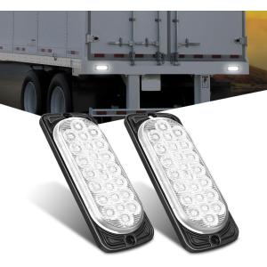 Nilight Trailer Tail Light 2PCS 5.9Inch Teardrop 35 LED White Chrome Bezel Marker Clearance Reverse Backup Running Taillight IP67 Waterproof for Trailer Truck Pickup Camper RV(5.5Inch White 2Pcs)