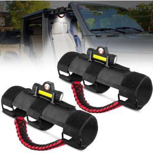 Nilight UTV Dome Light Universal 1.5”-2.0” Roll Bar Mount LED Interior Spot Flood Combo Beam LED Lights for UTVs ATVs Can-Am Polaris RZR Dune Buggy Golf Cart Off-Road Vehicle Boat(2PCS Jeep Dome Light w/Grab Handle)