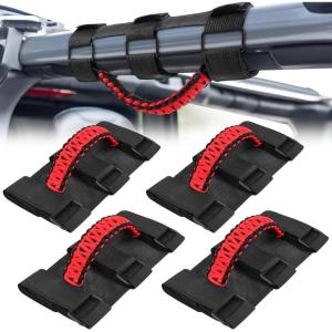Nilight UTV Dome Light Universal 1.5”-2.0” Roll Bar Mount LED Interior Spot Flood Combo Beam LED Lights for UTVs ATVs Can-Am Polaris RZR Dune Buggy Golf Cart Off-Road Vehicle Boat(2PCS Jeep Black Red Grab Handle)
