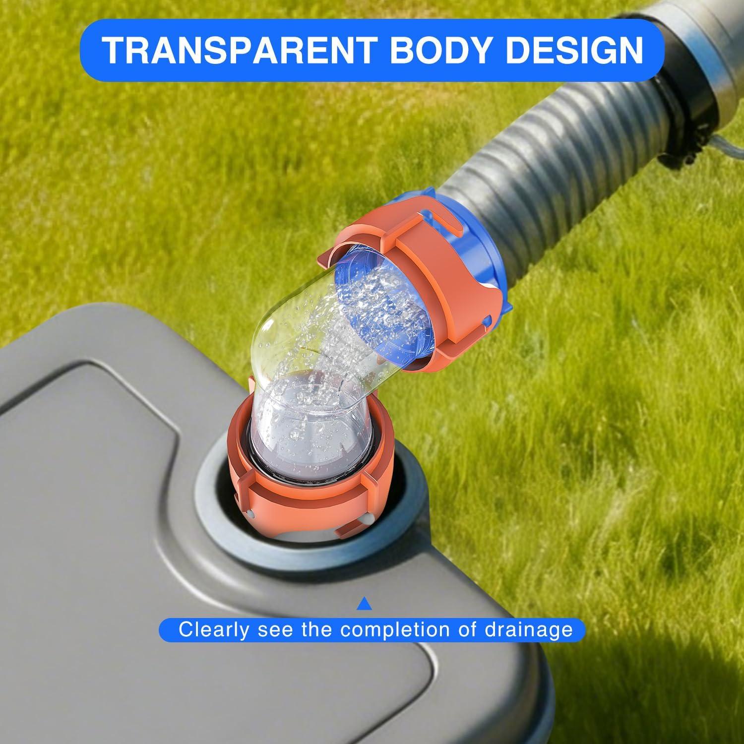 image:imageNilight 90 Degree RV Tote Tank Adapter Clear RV Sewer Hose Elbow Fitting with 4 Swivel Bayonet Prongs LeakProof Double OdorTight Sealing Ring for RV Camping Portable Waste Tank Sewer Hoses BlueRV Tote Tank Adapter Orange