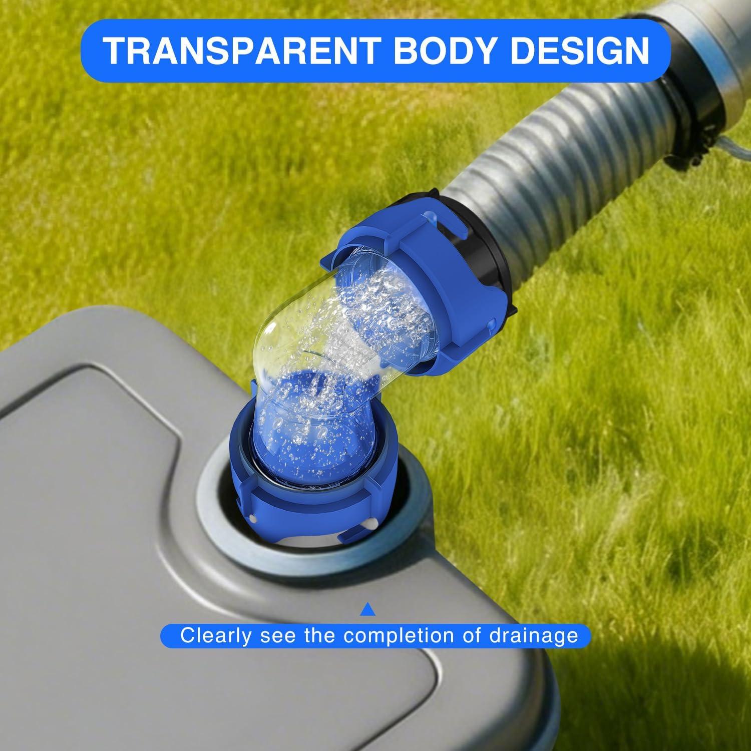 image:imageNilight 90 Degree RV Tote Tank Adapter Clear RV Sewer Hose Elbow Fitting with 4 Swivel Bayonet Prongs LeakProof Double OdorTight Sealing Ring for RV Camping Portable Waste Tank Sewer Hoses BlueRV Tote Tank Adapter Blue