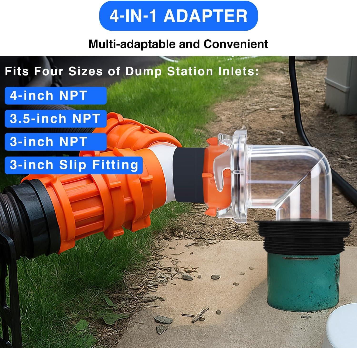 image:imageNilight 90 Degree RV Tote Tank Adapter Clear RV Sewer Hose Elbow Fitting with 4 Swivel Bayonet Prongs LeakProof Double OdorTight Sealing Ring for RV Camping Portable Waste Tank Sewer Hoses Blue90 RV Sewer Hose Fittings Black
