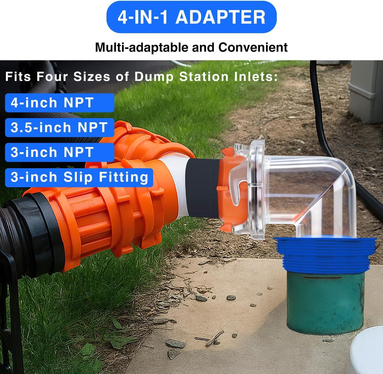image:imageNilight 90 Degree RV Tote Tank Adapter Clear RV Sewer Hose Elbow Fitting with 4 Swivel Bayonet Prongs LeakProof Double OdorTight Sealing Ring for RV Camping Portable Waste Tank Sewer Hoses Blue90 RV Sewer Hose Fittings Blue