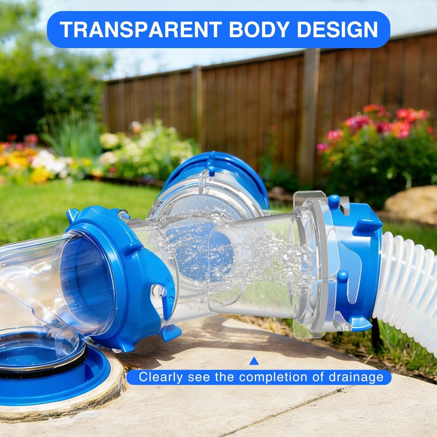 image:imageNilight 90 Degree RV Tote Tank Adapter Clear RV Sewer Hose Elbow Fitting with 4 Swivel Bayonet Prongs LeakProof Double OdorTight Sealing Ring for RV Camping Portable Waste Tank Sewer Hoses BlueY Shape RV Wye Sewer Hose Fittings