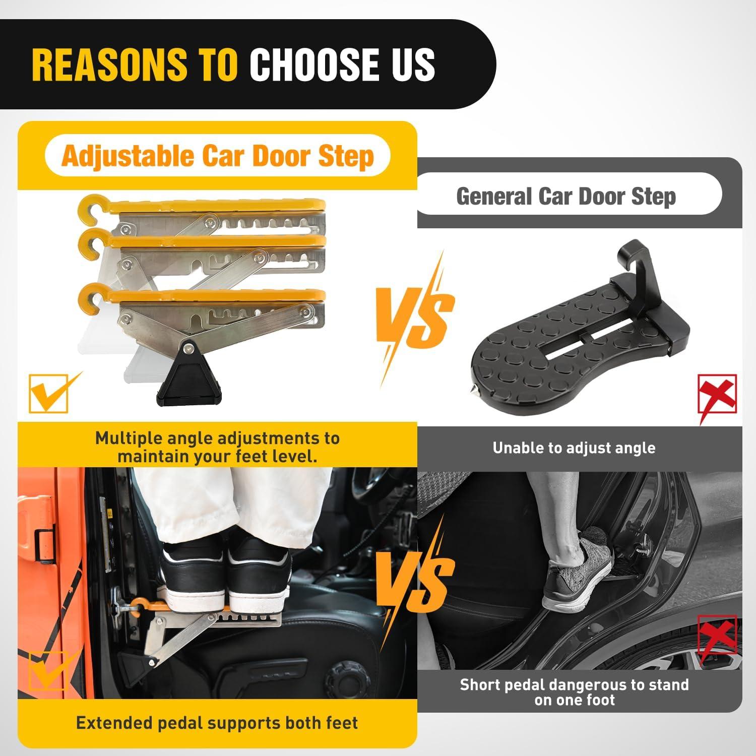 image:imageNilight Car Door Step Universal Aluminum Latch Step for Car Roof Access Portable Folding Car Door Latch Hook Step MultiAdjustable Both Feet Stand Pedal Max Load 500 Lbs for Truck SUV Vehicles GreenYellow