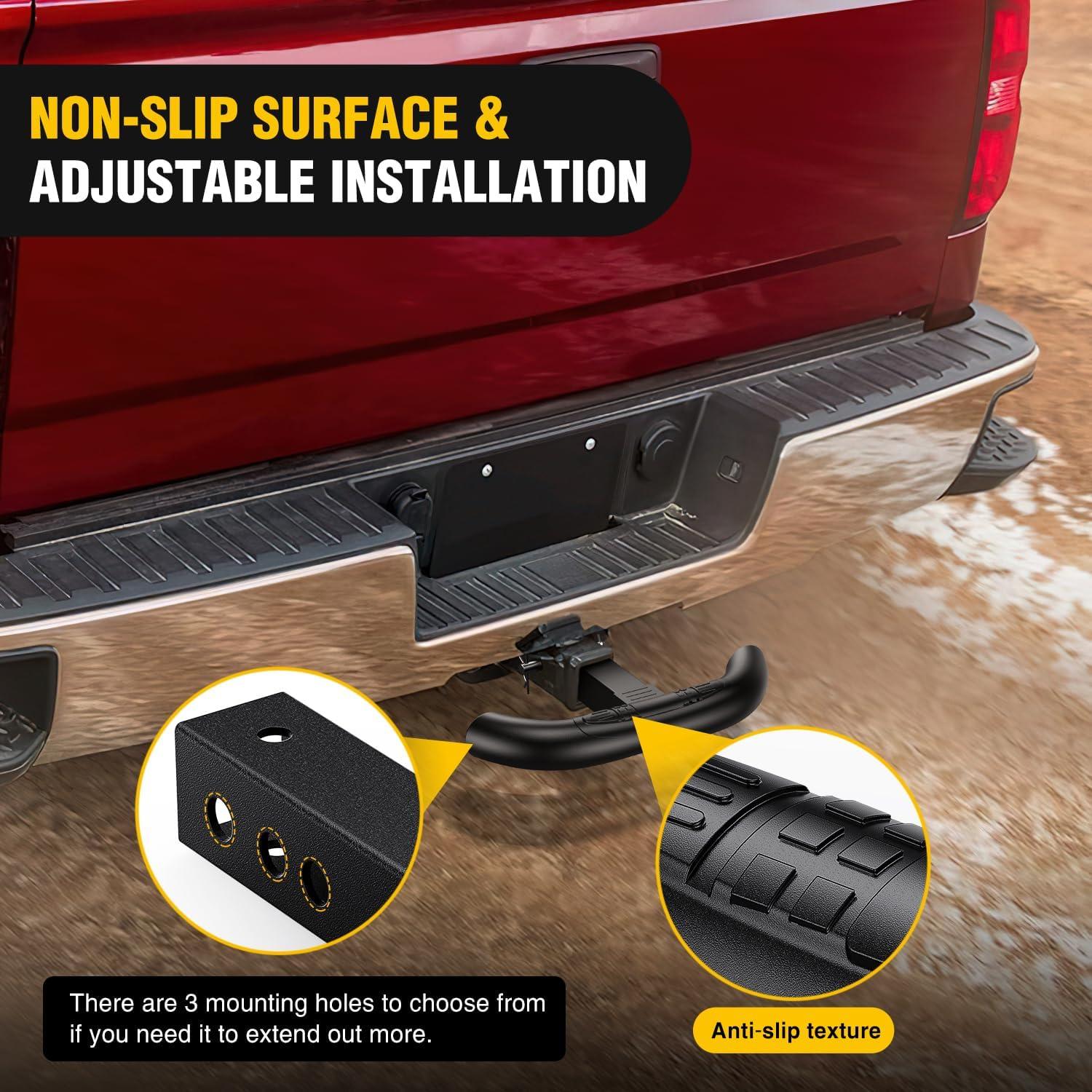 image:imageNilight Hitch Step with Whip Mount Holes 2 Receiver Upgraded Textured Black AntiSlip Step Bar Rear Bumper Guard Protector Includes Hitch Lock amp UBolts Universal Fit for Trucks SUV Car VanTow Hitch Step w 58 Pin Clip