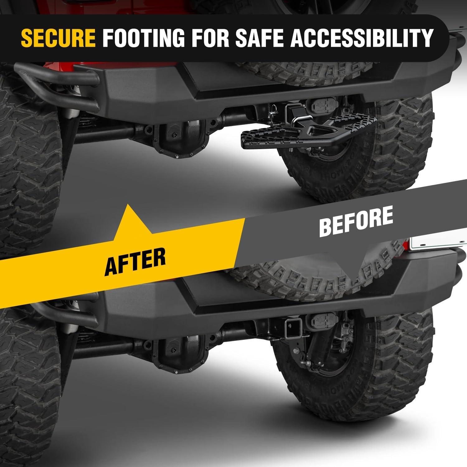 image:imageNilight Hitch Step with Whip Mount Holes 2 Receiver Upgraded Textured Black AntiSlip Step Bar Rear Bumper Guard Protector Includes Hitch Lock amp UBolts Universal Fit for Trucks SUV Car VanTow Hitch Step w Anti Rattle Stabilizer