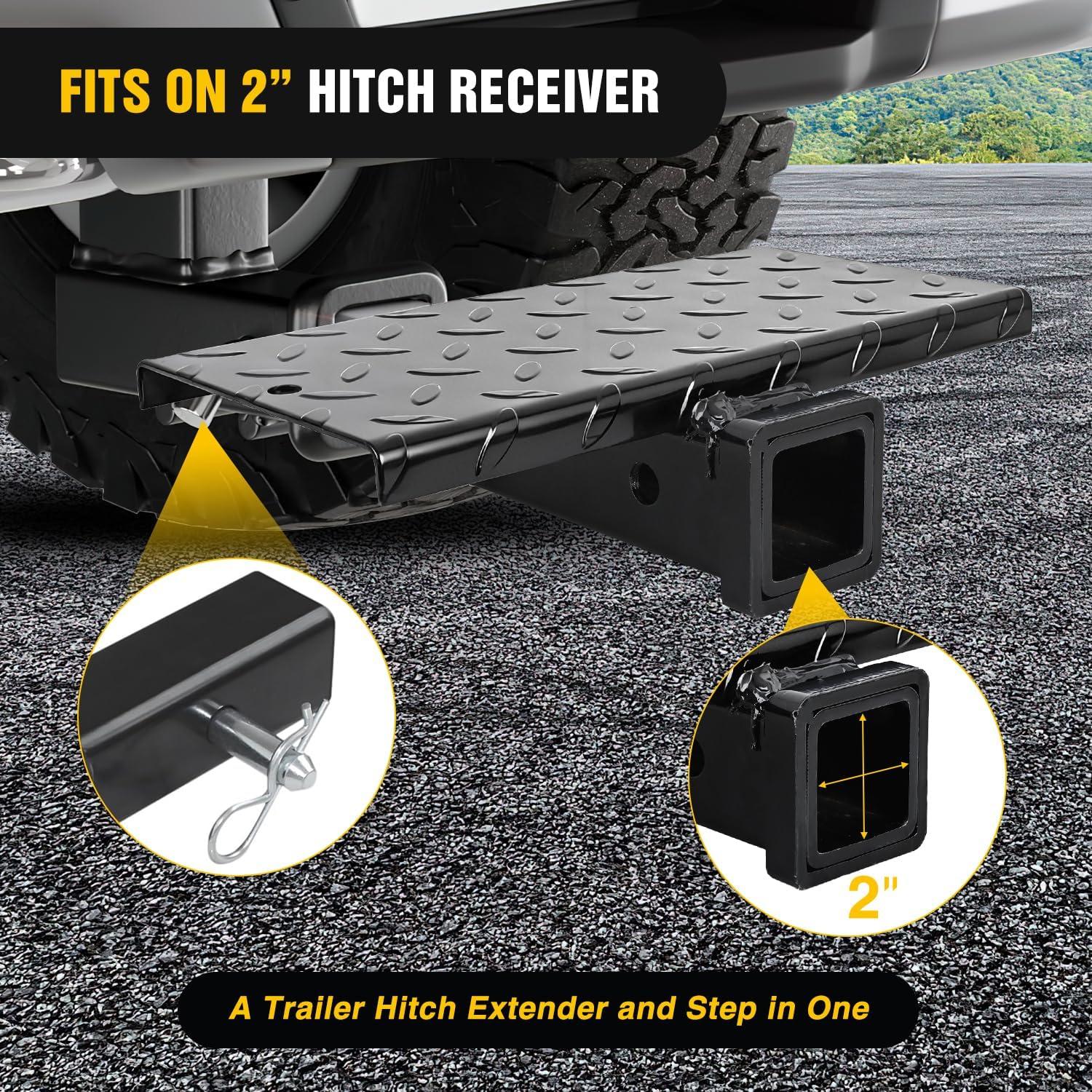 image:imageNilight Hitch Step with Whip Mount Holes 2 Receiver Upgraded Textured Black AntiSlip Step Bar Rear Bumper Guard Protector Includes Hitch Lock amp UBolts Universal Fit for Trucks SUV Car VanHitch Step with Whip Mount Holes