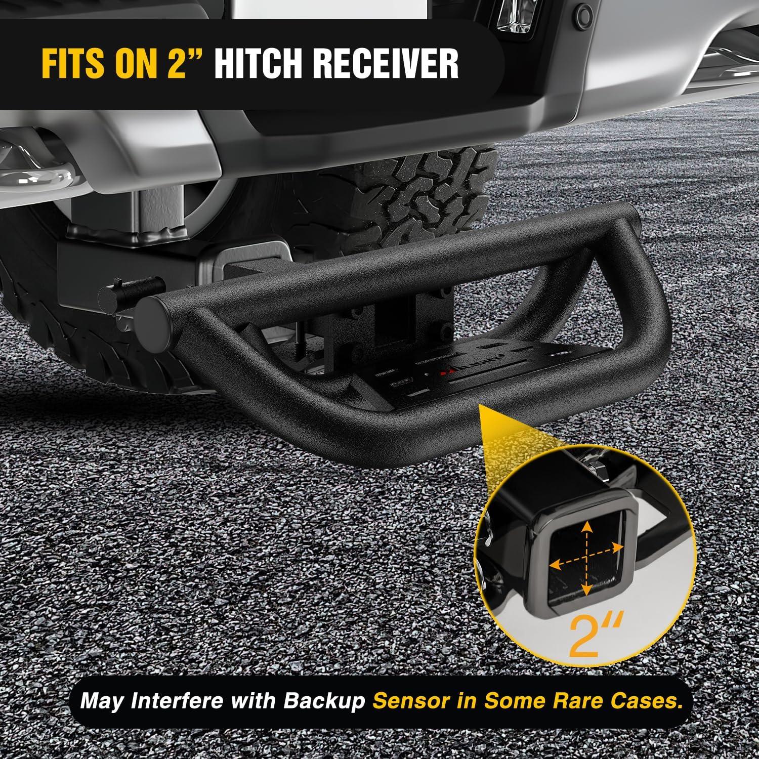 image:imageNilight Hitch Step with Whip Mount Holes 2 Receiver Upgraded Textured Black AntiSlip Step Bar Rear Bumper Guard Protector Includes Hitch Lock amp UBolts Universal Fit for Trucks SUV Car VanHitch Step Drop