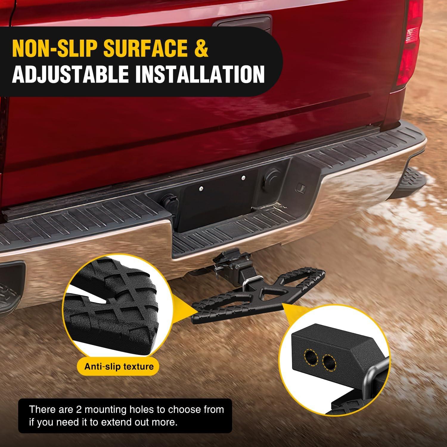 image:imageNilight Hitch Step with Whip Mount Holes 2 Receiver Upgraded Textured Black AntiSlip Step Bar Rear Bumper Guard Protector Includes Hitch Lock amp UBolts Universal Fit for Trucks SUV Car VanTow Hitch Step w Anti Rattle Stabilizer
