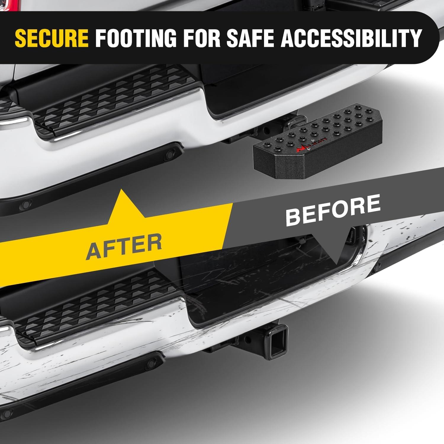 image:imageNilight Hitch Step with Whip Mount Holes 2 Receiver Upgraded Textured Black AntiSlip Step Bar Rear Bumper Guard Protector Includes Hitch Lock amp UBolts Universal Fit for Trucks SUV Car Van119 Inch Hitch Step