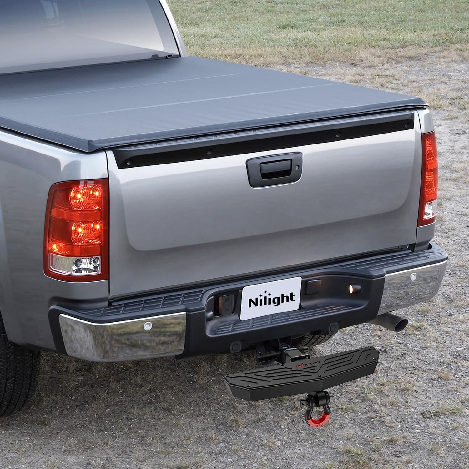 image:imageNilight Hitch Step with Whip Mount Holes 2 Receiver Upgraded Textured Black AntiSlip Step Bar Rear Bumper Guard Protector Includes Hitch Lock amp UBolts Universal Fit for Trucks SUV Car VanHitch Step wDRing Shackle