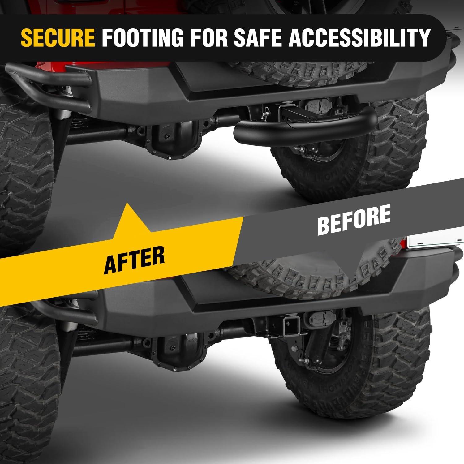 image:imageNilight Hitch Step with Whip Mount Holes 2 Receiver Upgraded Textured Black AntiSlip Step Bar Rear Bumper Guard Protector Includes Hitch Lock amp UBolts Universal Fit for Trucks SUV Car VanTow Hitch Step w 58 Pin Clip