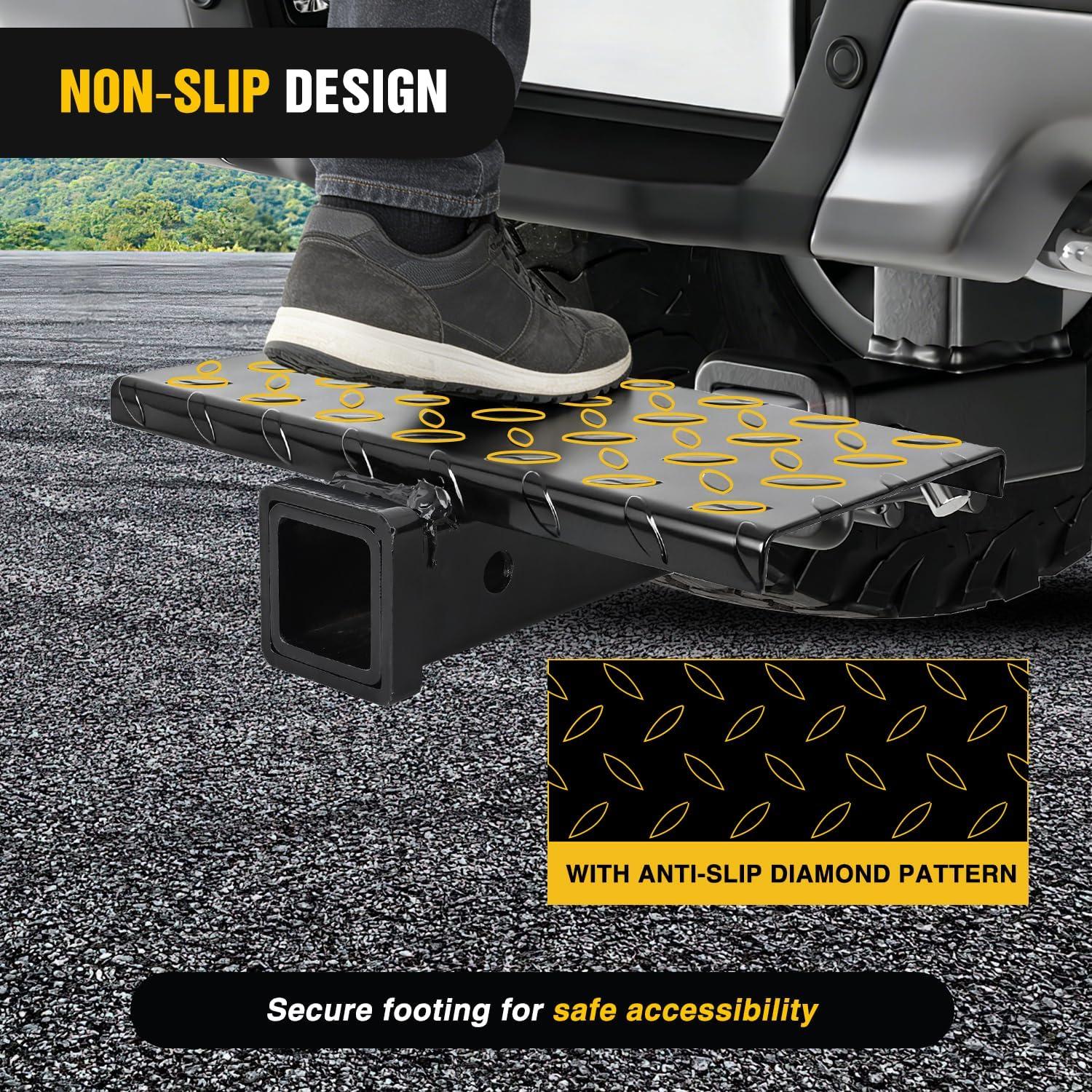 image:imageNilight Hitch Step with Whip Mount Holes 2 Receiver Upgraded Textured Black AntiSlip Step Bar Rear Bumper Guard Protector Includes Hitch Lock amp UBolts Universal Fit for Trucks SUV Car VanHitch Step with Whip Mount Holes