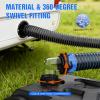 Nilight 90 Degree RV Tote Tank Adapter, Clear RV Sewer Hose Elbow Fitting with 4 Swivel Bayonet Prongs Leak-Proof Double Odor-Tight Sealing Ring for RV Camping Portable Waste Tank Sewer Hoses, Blue(RV Tote Tank Adapter  Black)