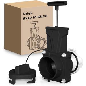 Nilight 90 Degree RV Tote Tank Adapter, Clear RV Sewer Hose Elbow Fitting with 4 Swivel Bayonet Prongs Leak-Proof Double Odor-Tight Sealing Ring for RV Camping Portable Waste Tank Sewer Hoses, Blue(RV Sewer Valve  Black)
