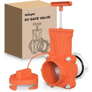 Nilight 90 Degree RV Tote Tank Adapter, Clear RV Sewer Hose Elbow Fitting with 4 Swivel Bayonet Prongs Leak-Proof Double Odor-Tight Sealing Ring for RV Camping Portable Waste Tank Sewer Hoses, Blue(RV Sewer Valve  Orange)