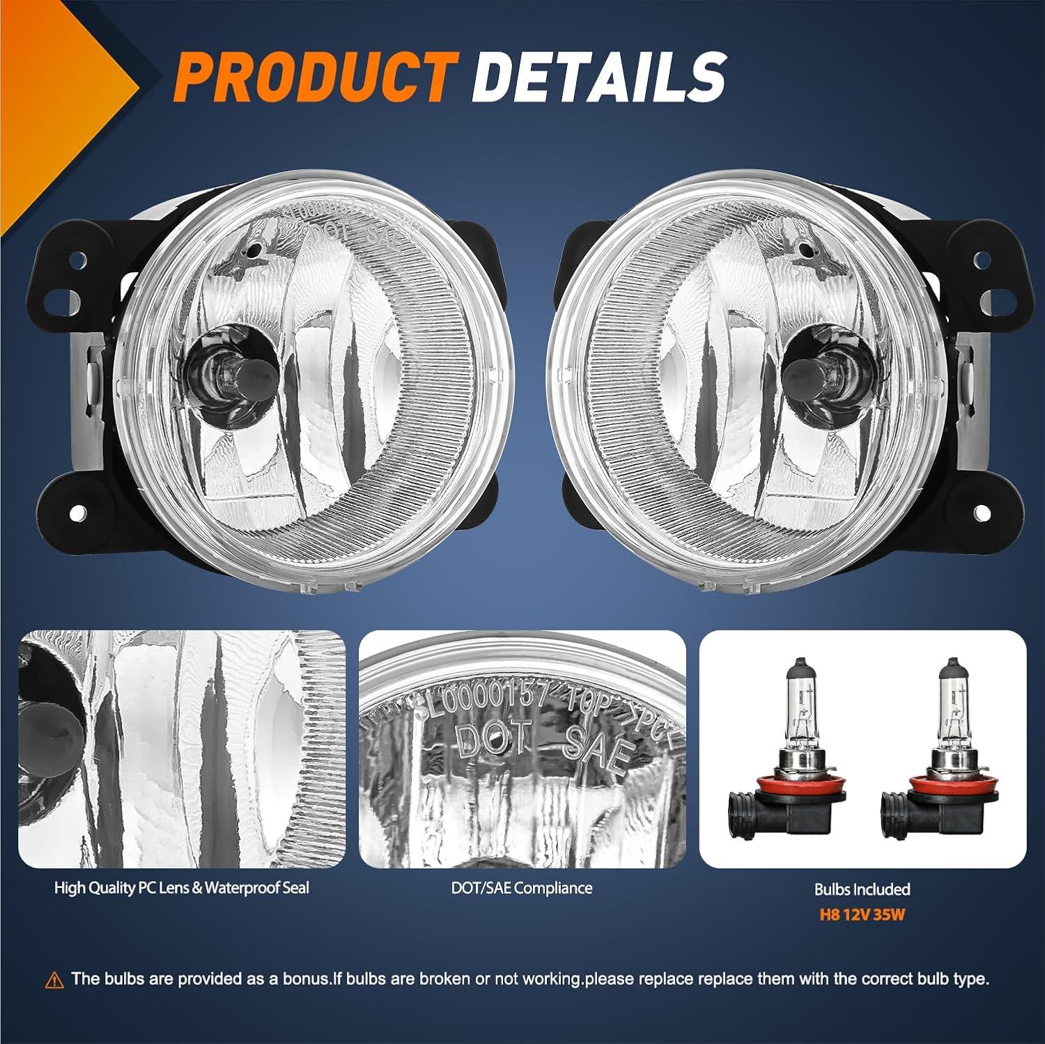 image:imageNilight Bumper Fog Light Compatible with 2005 2006 2007 2008 2009 2010 Dodge Dakota Durango Jeep Commander Grand Cherokee Raider Chrysler Aspen 300 SRT80709 JeepDodge0610 Chrysler Clear