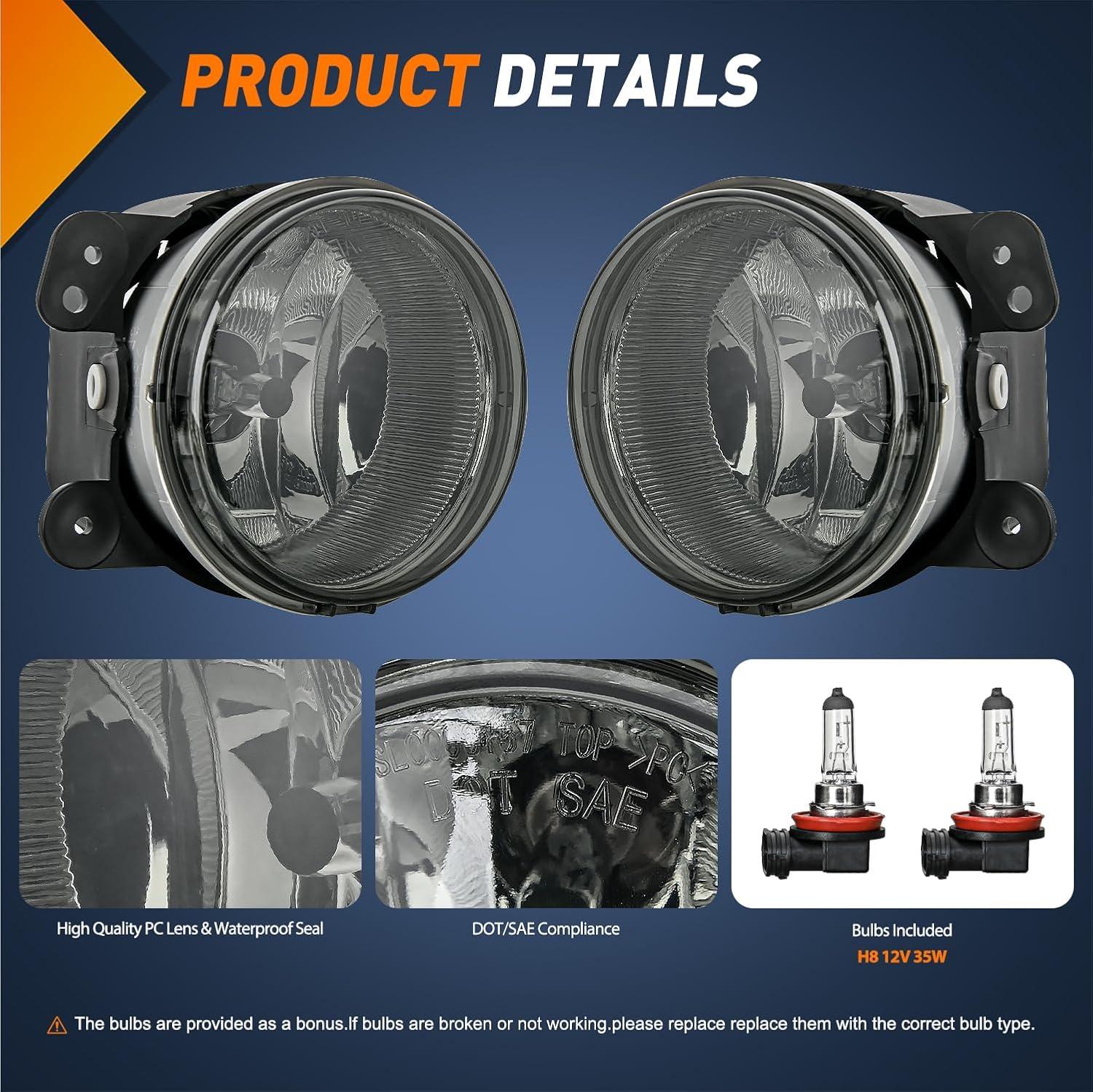image:imageNilight Bumper Fog Light Compatible with 2005 2006 2007 2008 2009 2010 Dodge Dakota Durango Jeep Commander Grand Cherokee Raider Chrysler Aspen 300 SRT80709 JeepDodge0610 Chrysler Smoke