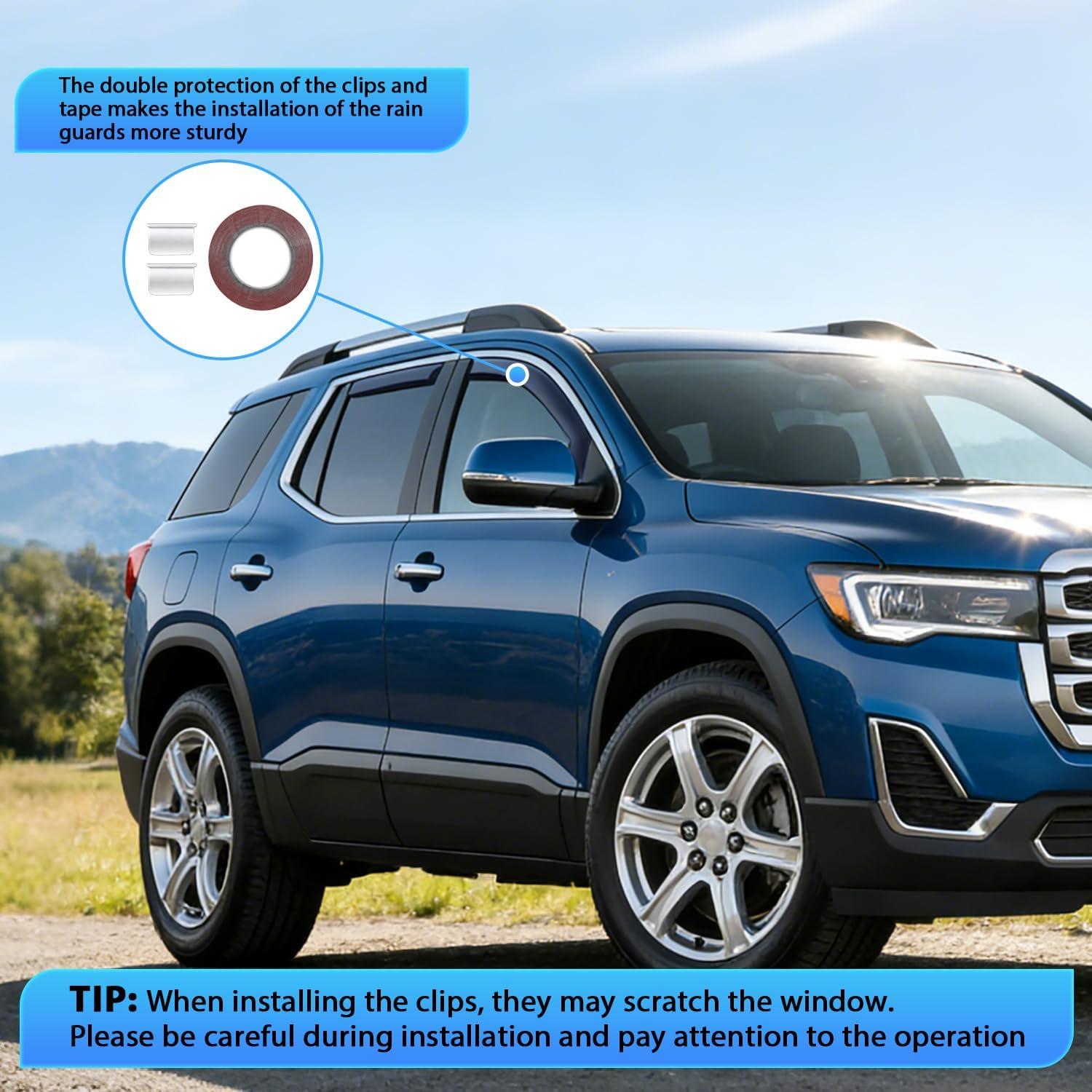 image:imageNilight inChannel Window Visors for Honda Pilot 20162022 Not Fit for TouringEliteBlack Edition Side Window Deflectors Rain Guards for Cars Sleek Low Profile Design Light Smoky Blue 4PCSGMC Acadia 20172023