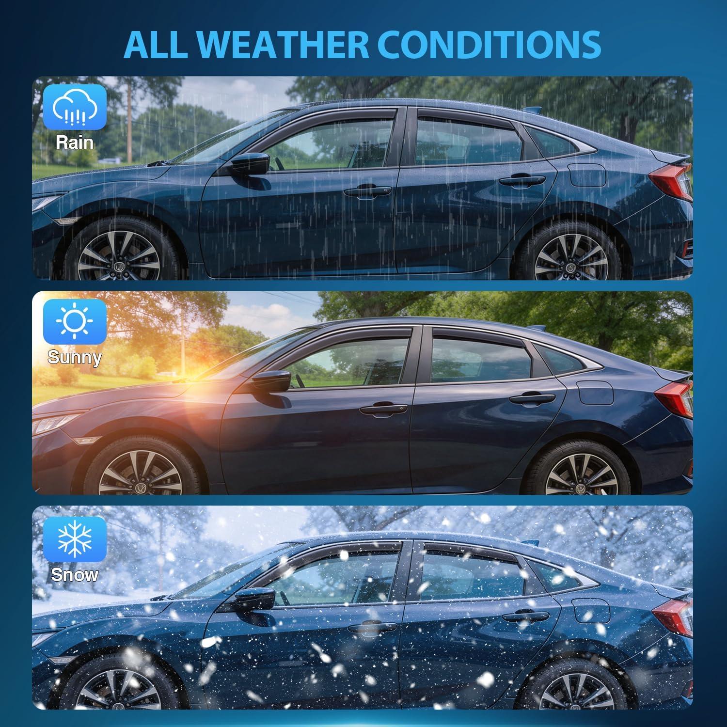 image:imageNilight inChannel Window Visors for Honda Pilot 20162022 Not Fit for TouringEliteBlack Edition Side Window Deflectors Rain Guards for Cars Sleek Low Profile Design Light Smoky Blue 4PCSHonda Civic Sedan 20162021