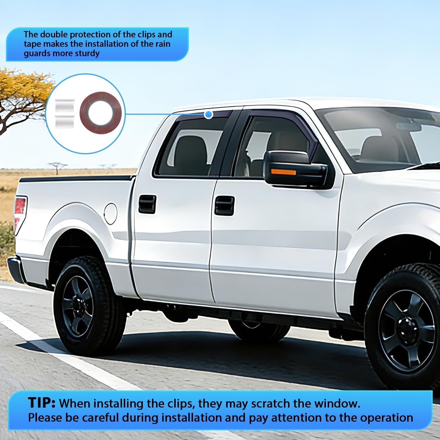 image:imageNilight inChannel Window Visors for Honda Pilot 20162022 Not Fit for TouringEliteBlack Edition Side Window Deflectors Rain Guards for Cars Sleek Low Profile Design Light Smoky Blue 4PCSFord F150 20092014 Crew Cab