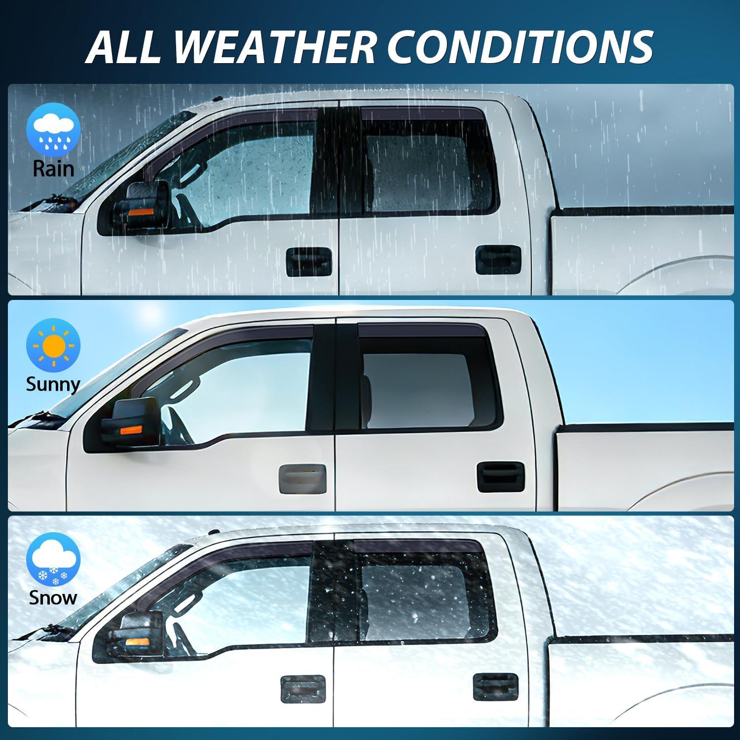 image:imageNilight inChannel Window Visors for Honda Pilot 20162022 Not Fit for TouringEliteBlack Edition Side Window Deflectors Rain Guards for Cars Sleek Low Profile Design Light Smoky Blue 4PCSFord F150 20092014 Crew Cab
