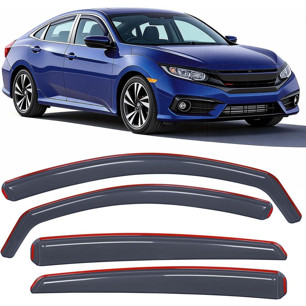 image:imageNilight inChannel Window Visors for Honda Pilot 20162022 Not Fit for TouringEliteBlack Edition Side Window Deflectors Rain Guards for Cars Sleek Low Profile Design Light Smoky Blue 4PCSHonda Civic Sedan 20162021