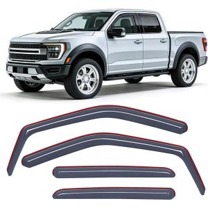 Nilight in-Channel Rain Guards for Ford F150 SuperCrew 2015 2016 2017 2018 2019 2020,Window Visors Vent Deflectors, Smoke Tinted, Wind & Rain Protection, Car Wash Safe – 4PCS(Ford F150 2015-2020 Crew Cab)