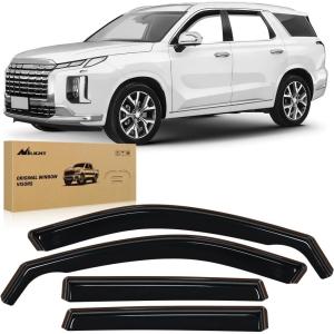 Nilight in-Channel Rain Guards for Ford F150 SuperCrew 2015 2016 2017 2018 2019 2020,Window Visors Vent Deflectors, Smoke Tinted, Wind & Rain Protection, Car Wash Safe – 4PCS(Hyundai Palisade 2020-2025)