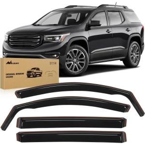 Nilight in-Channel Rain Guards for Ford F150 SuperCrew 2015 2016 2017 2018 2019 2020,Window Visors Vent Deflectors, Smoke Tinted, Wind & Rain Protection, Car Wash Safe – 4PCS(GMC Acadia 2017-2023)