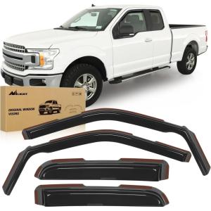 Nilight in-Channel Rain Guards for Ford F150 SuperCrew 2015 2016 2017 2018 2019 2020,Window Visors Vent Deflectors, Smoke Tinted, Wind & Rain Protection, Car Wash Safe – 4PCS(Ford F150 Raptor 2015-2020)