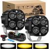 Nilight 7/8″ Handlebar Motorcycle LED Driving Light Pod 2PCS 3 Inch 40W White Amber Dual Color Spot Beam Fog Auxiliary Offroad Lighting with 16AWG Wiring Harness for 12V Motorbike Dirt Bike e-Bike