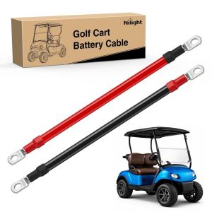 Nilight 2 PCS 4 AWG Golf Cart Battery Cable Wiring Kit 18 Inch Heavy Duty Pure Copper AC/DC Wire Kits with Tinned Copper Lugs for 36V/48V EZGO TXT 1994-up