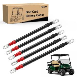 Nilight 5 PCS 4 AWG Golf Cart Battery Cable Wiring Kit Heavy Duty Pure Copper AC/DC Wire Kits with Tinned Copper Lugs for 36V/48V EZGO TXT 1994-up