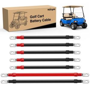 Nilight 7 PCS 4 AWG Golf Cart Battery Cable Wiring Kit Heavy Duty Pure Copper AC/DC Wire Kits with Tinned Copper Lugs for 36V/48V Club Car DS 1994-up