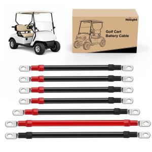 Nilight 7 PCS 4 AWG Golf Cart Battery Cable Wiring Kit Heavy Duty Pure Copper AC/DC Wire Kits with Tinned Copper Lugs for 36V/48V EZGO TXT 1994-up