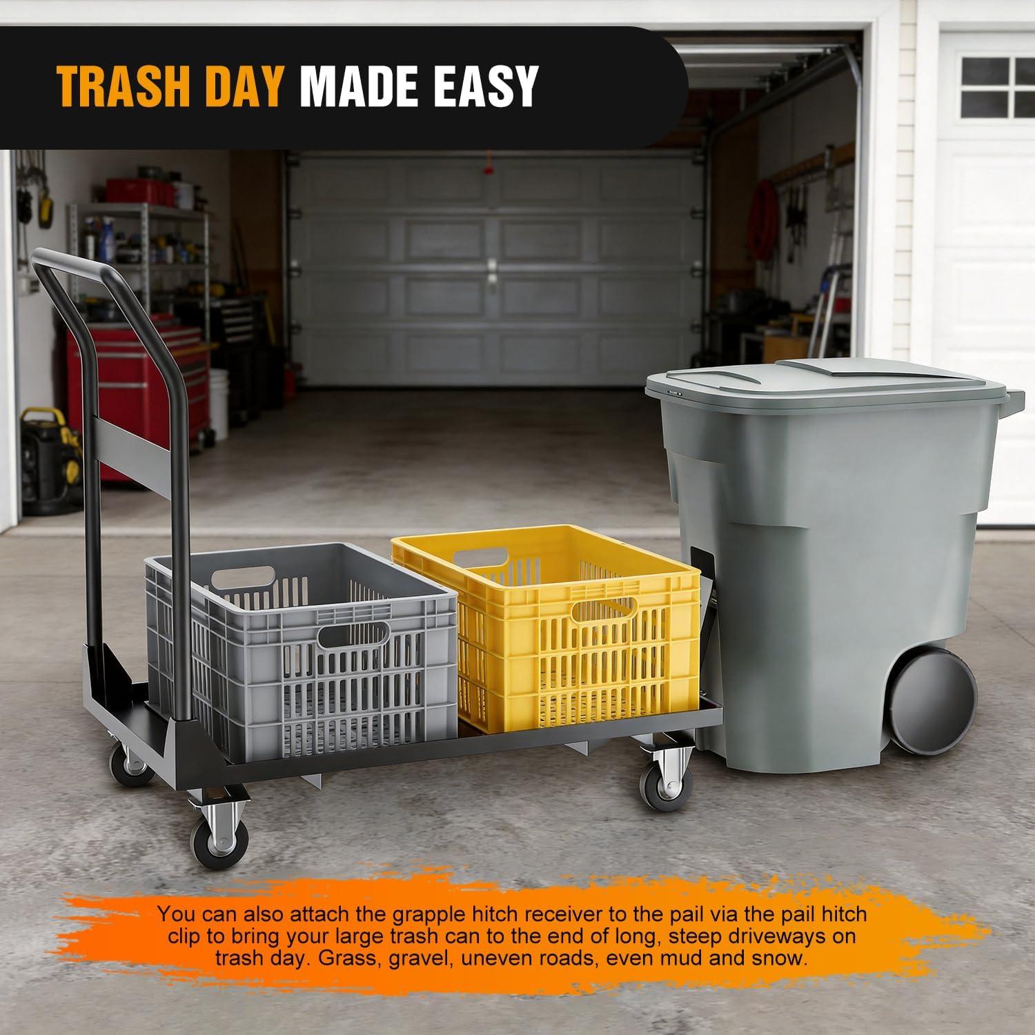 image:imageNilight 2 Inch Trash Can Hauler Grabber Hitch Receiver Heavy Duty Garbage Hauling Towing Hitch Attachment Fit for Lawn Mower Garden Tractors Black