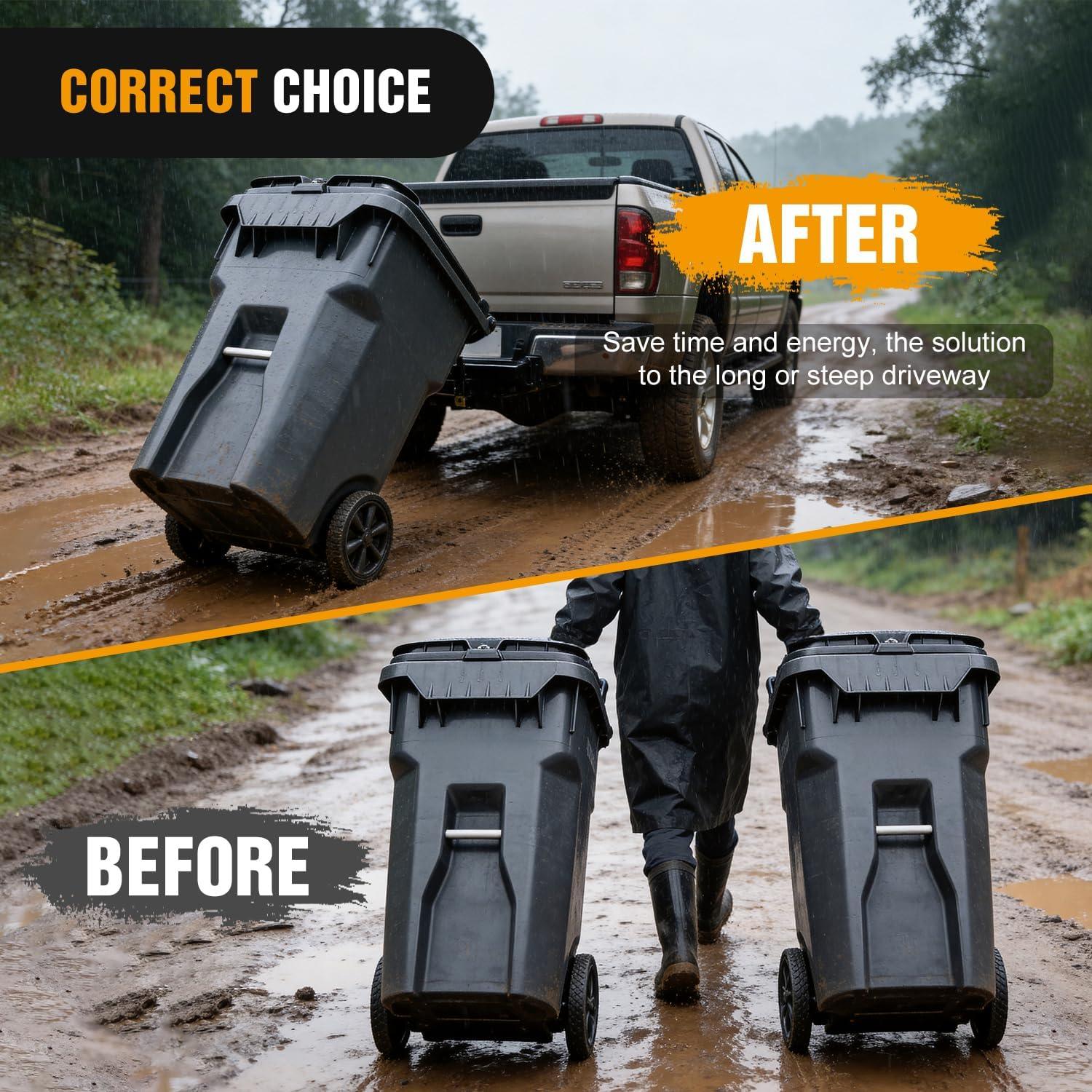 image:imageNilight 2 Inch Trash Can Hauler Grabber Hitch Receiver Heavy Duty Garbage Hauling Towing Hitch Attachment Fit for Lawn Mower Garden Tractors Black