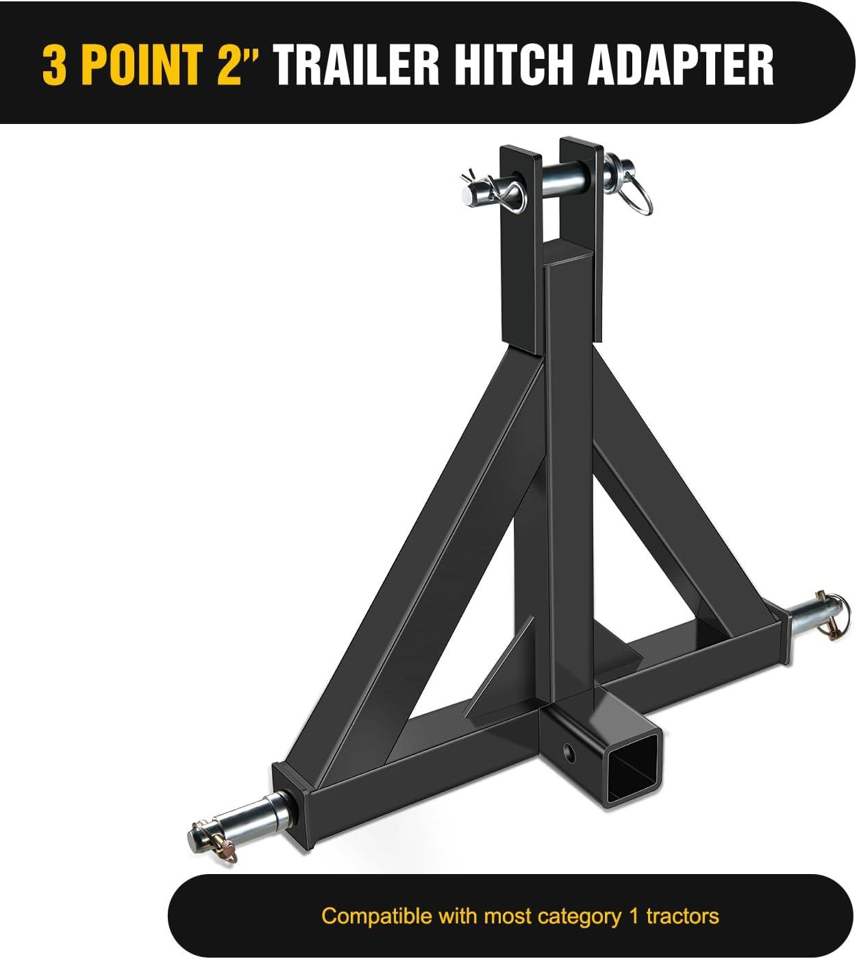 image:imageNilight 3 Point 2 Trailer Hitch Receiver for Category 1 Tractor Heavy Duty Quick Hitch Drawbar Adapter 3000LBS Capacity Compatible with Kubota BX John Deere Kioti Yanmar NorTrac Mahindra Ford Cat2 Trailer Hitch Receiver Black