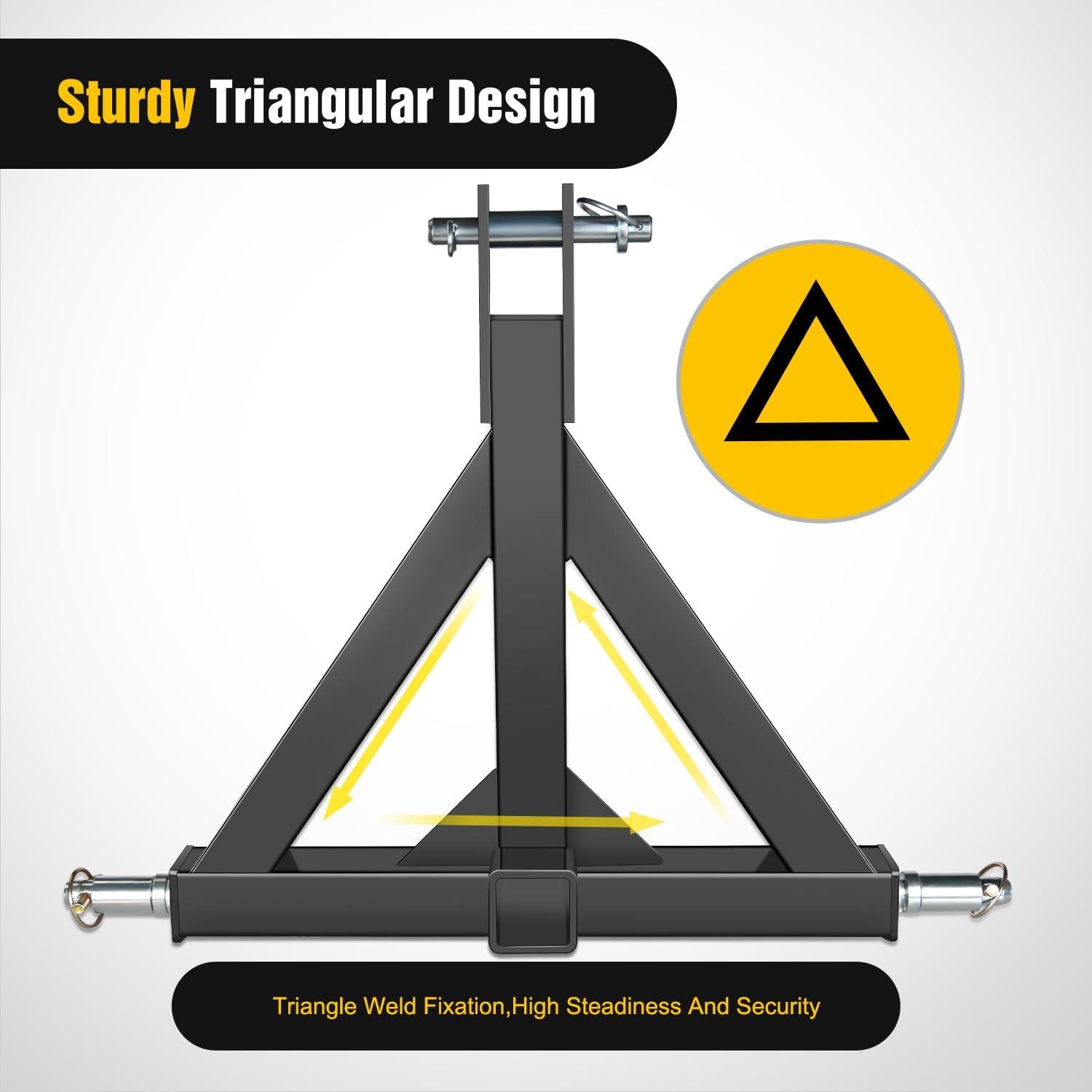image:imageNilight 3 Point 2 Trailer Hitch Receiver for Category 1 Tractor Heavy Duty Quick Hitch Drawbar Adapter 3000LBS Capacity Compatible with Kubota BX John Deere Kioti Yanmar NorTrac Mahindra Ford Cat2 Trailer Hitch Receiver Black