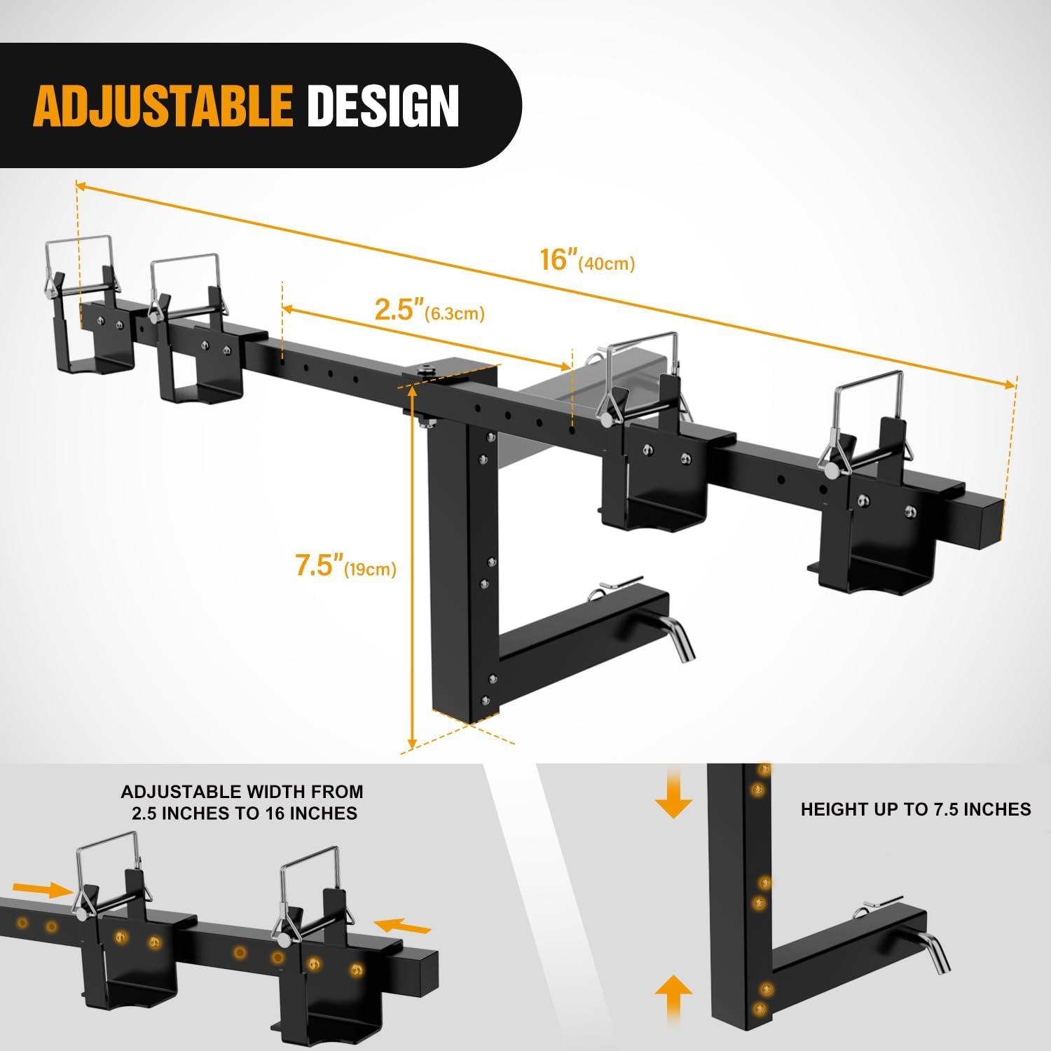 image:imageNilight Dual Trash Can Hauler Hitch Adjustable Height Garbage Can Towing Hitch Carrier Double Trash Can Transporter Trailer Hitch for Truck SUV ATV UTV Golf Cart Lawn Tractor with 2 Receiver